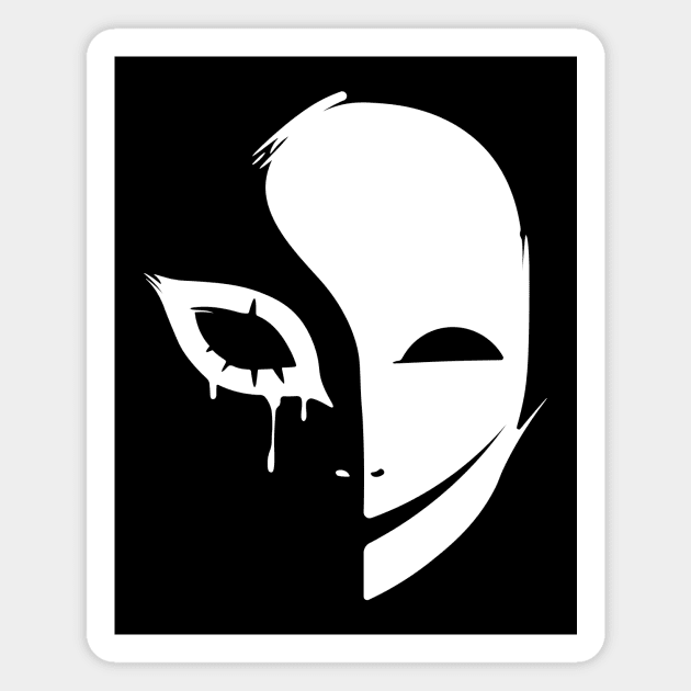 Happy Mask - White Magnet by Darasuum